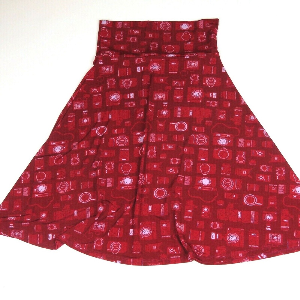LULAROE Dark Red printed skirt